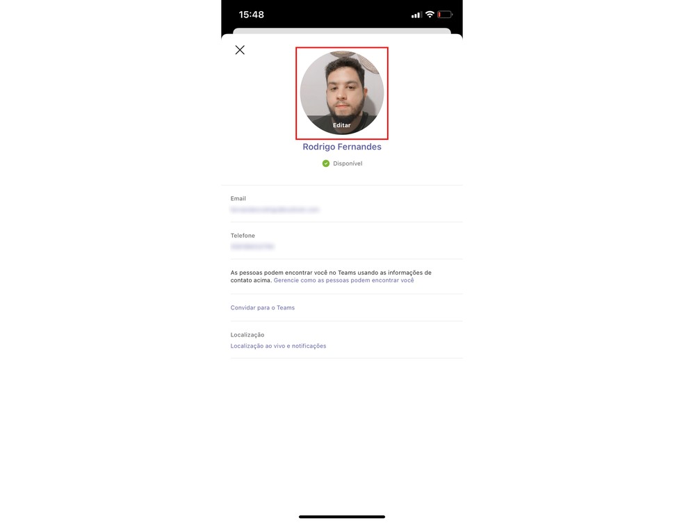 Como colocar foto no Microsoft Teams app? Conclusão de procedimento utilizando iPhone (iOS) — Foto: Reprodução/Rodrigo Fernandes