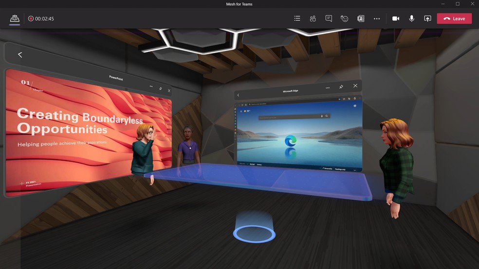 Empresas poderão usar Mesh para Teams para criar ambientes imersivos — Foto: Microsoft