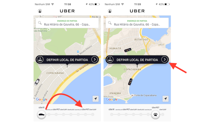 Ativando o UberPET para pedir uma corrida com animal de estimação (Foto: Reprodução/Marvin Costa)