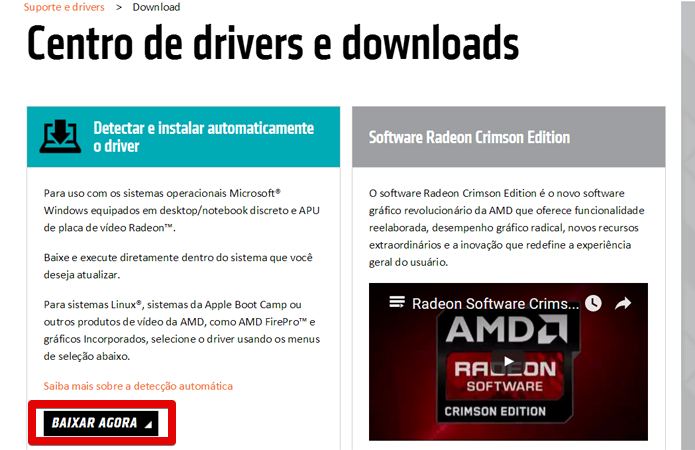 Baixe a ferramenta automática de detecção da AMD (Foto: Reprodução/Filipe Garrett)