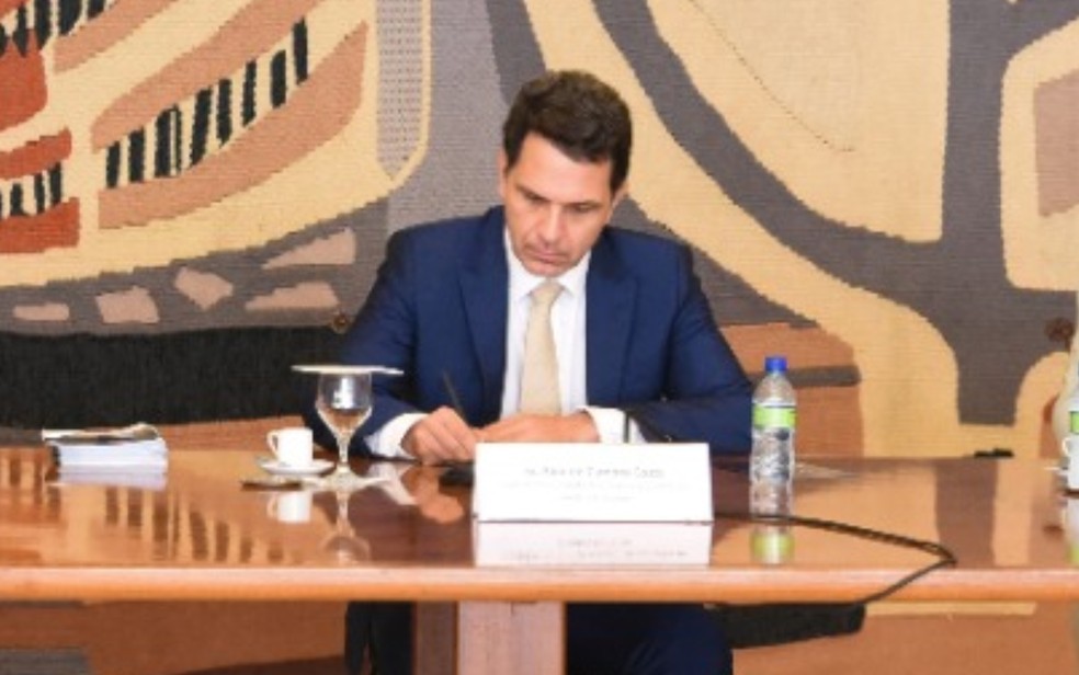 Procurador Aldo de Campos Costa no dia em que o governo brasileiro apresentou, no Palácio Itamaraty, a candidatura dele ao cargo na ONU — Foto: Reprodução/Ministério das Relações Exteriores