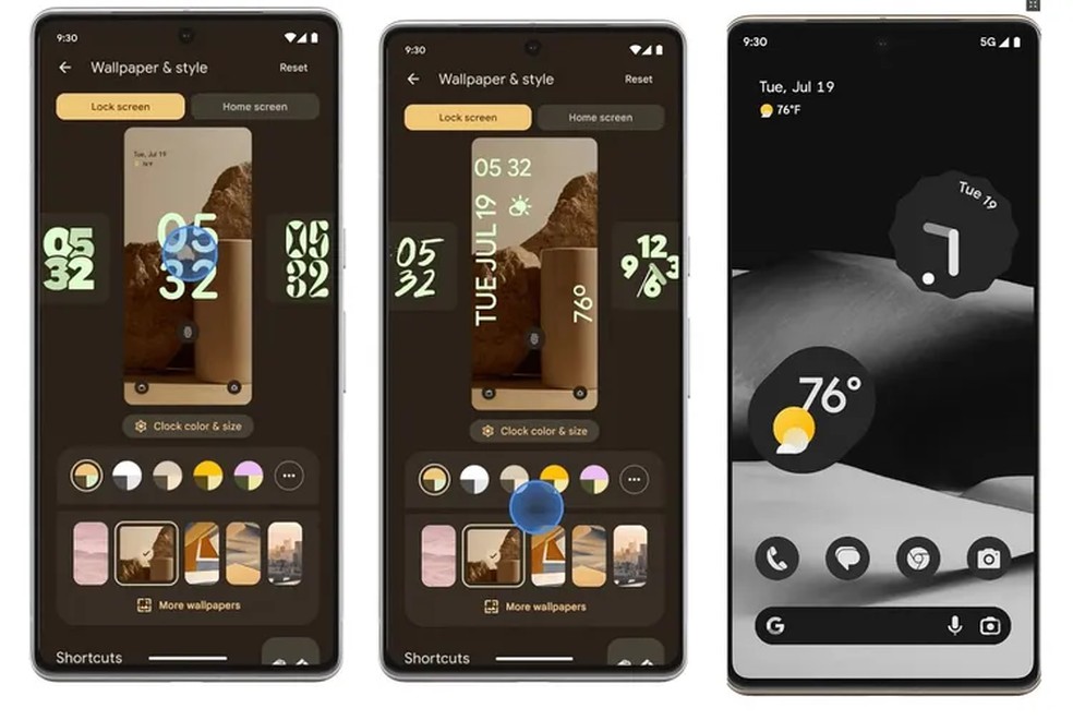 Personalização da tela de bloqueio no Android 14 — Foto: Divulgação/Google