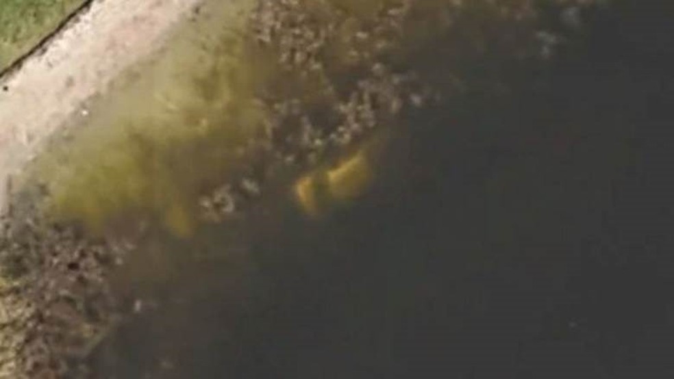 Detalhe da imagem do veículo submerso — Foto: Google Maps/ BBC