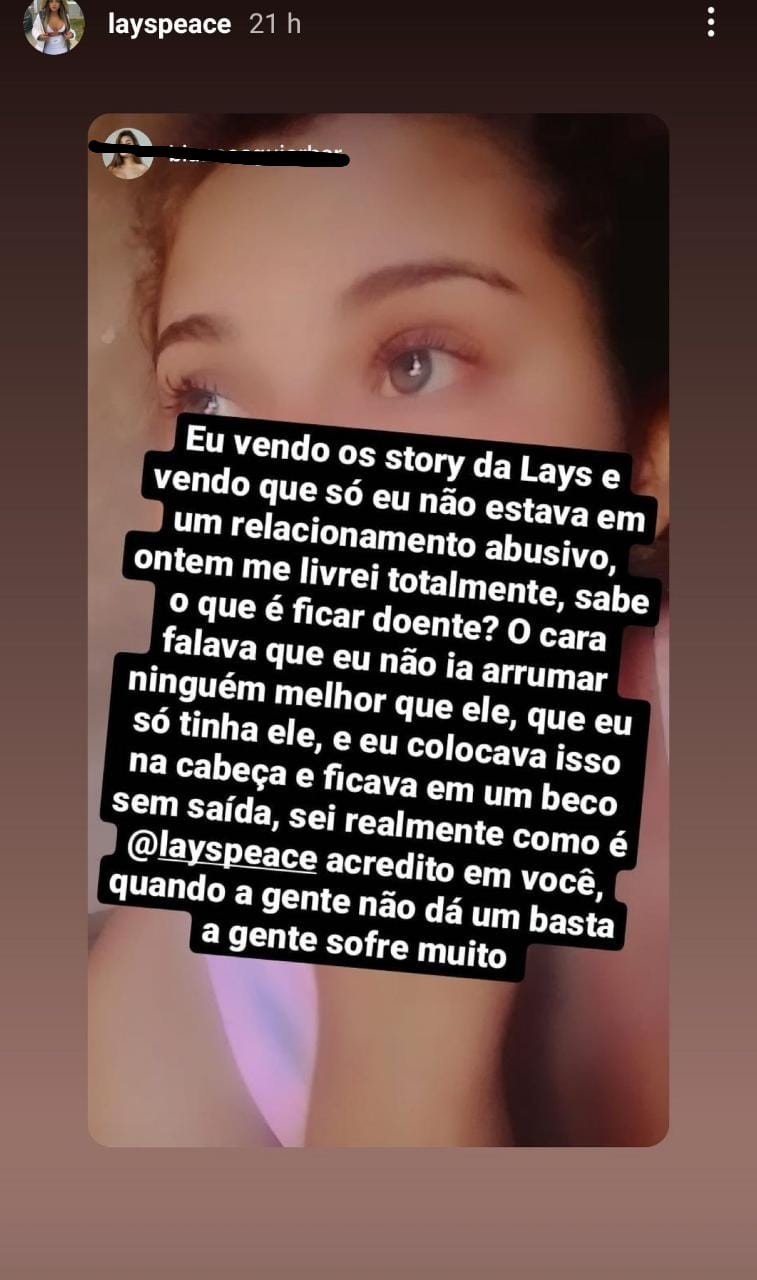 Lays Peace fala sobre abusos do ex-namorado: 