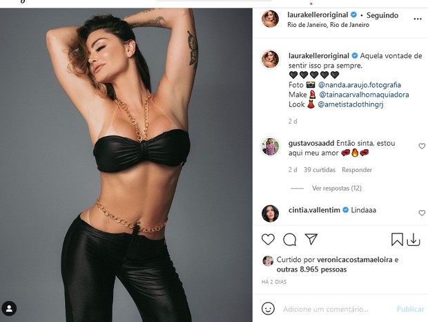 Laura Keller e Gustavo Saad trocam declarações (Foto: Reprodução/Instagram)
