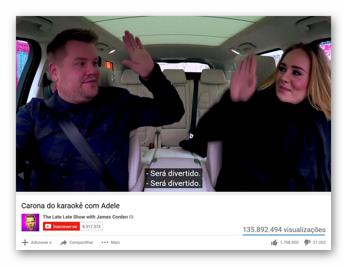 Adele também faz sucesso cantando Karaokê (Foto:Reprodução/YouTube) 