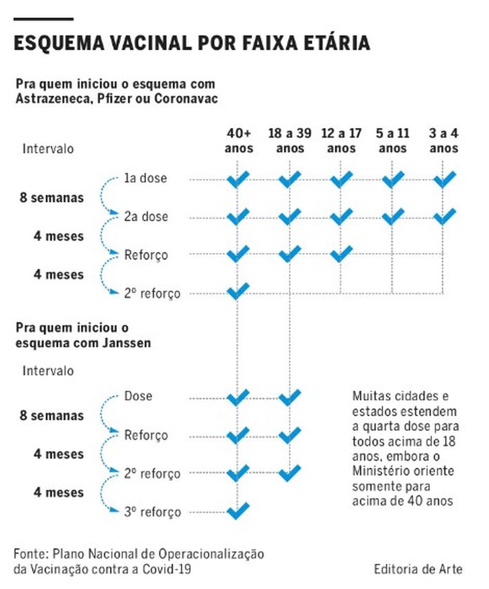 Esquema da vacinação contra a Covid-19 no Brasil. — Foto: Arte O Globo