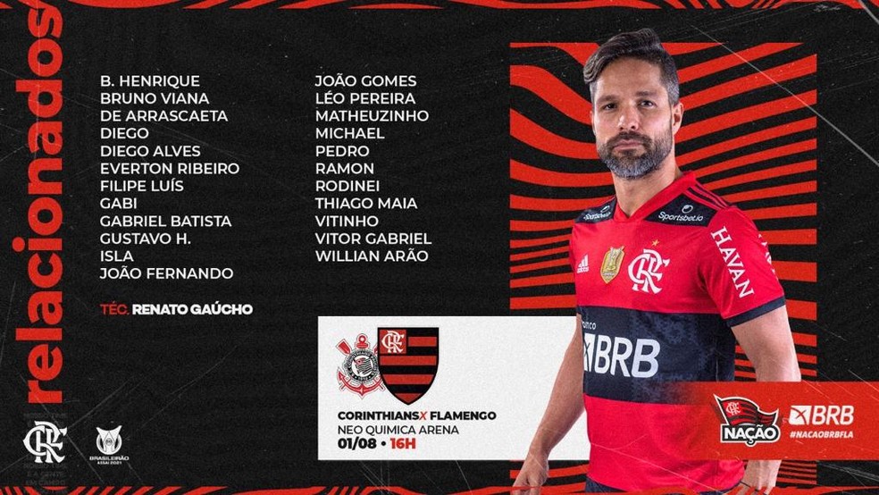 Lista de relacionados do Flamengo — Foto: Divulgação