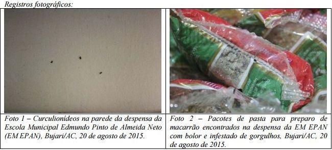 CGU mostra também alimentos estragados armazenados nos colégios do município (Foto: Divulgação/CGU)