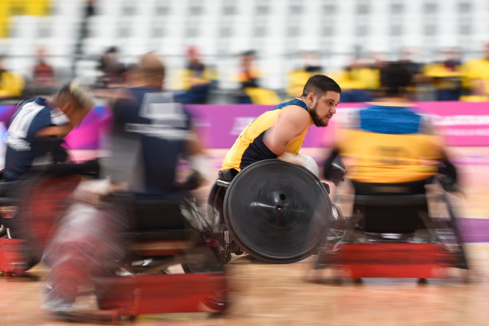 Rugby em cadeira de rodas é praticado por atletas tetraplégicos — Foto: Saulo Cruz/EXEMPLUS/CPB