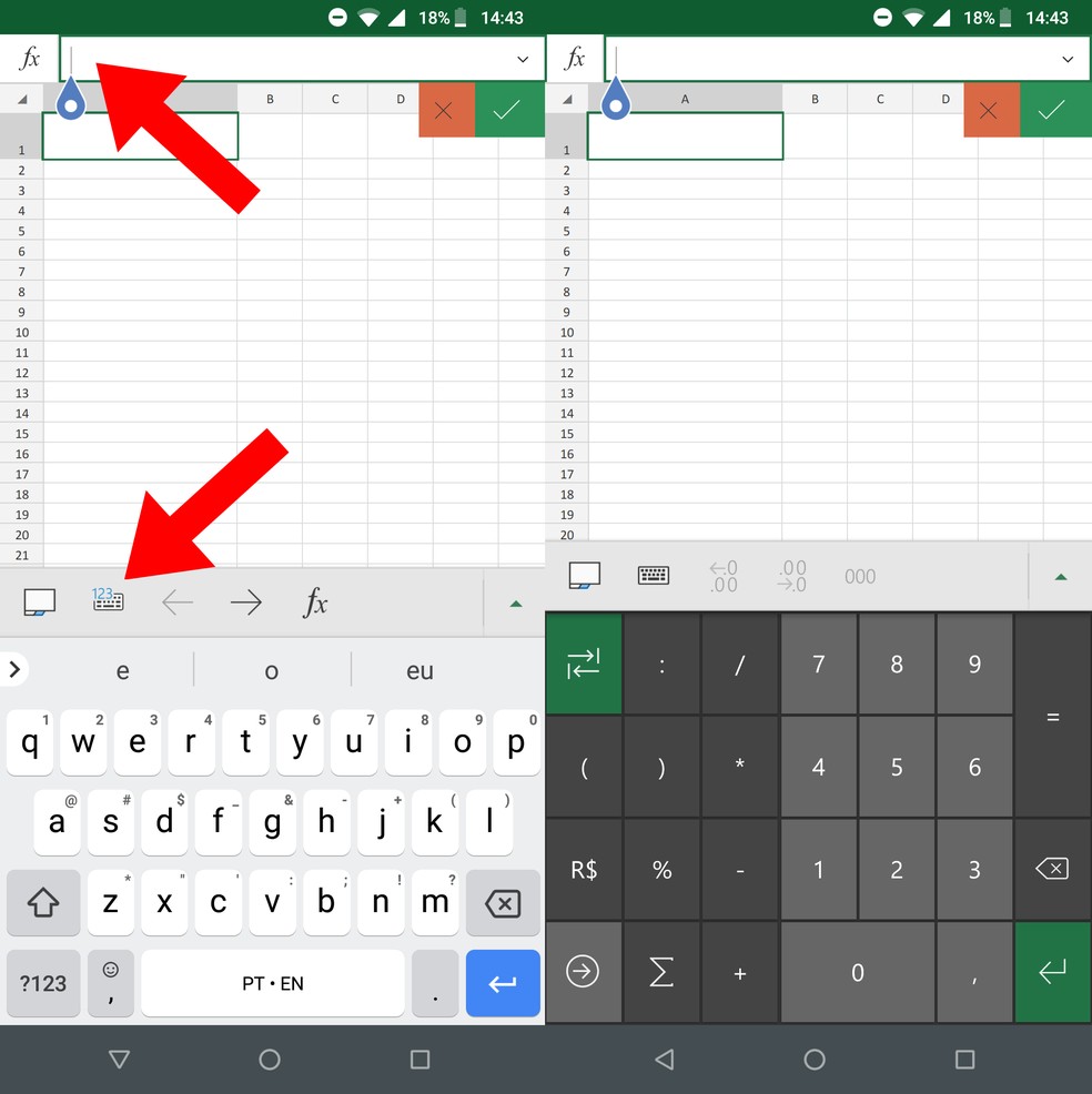 O teclado de símbolos do Excel também traz um atalho para as fórmulas (Foto: Reprodução/Fernando Telles)