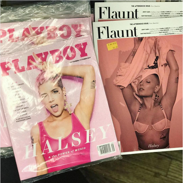 As revistas com ensaios sensuais da cantora Halsey (Foto: Instagram)