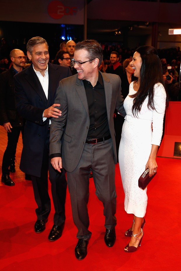 George Clooney, Matt Damon e Luciana Barroso  (Foto: Getty Images)