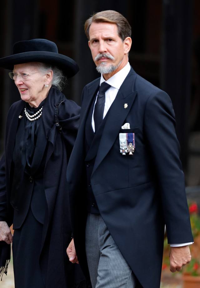 WINDSOR, UK - SEPTEMBER 19: (Due to publication in UK newspapers until 24 hours after date and time is established) Queen Margrethe II of Denmark and Crown Prince Pavlos of Greece attend Queen Elizabeth II's commissioning service in St George (Image: GETTY IMAGES)