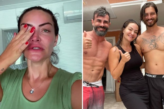 Laura Keller se emociona com encontro do ex-marido, Jorge Souza, com seu atual namorado, Gustavo Saad (Foto: Reprodução/Instagram)