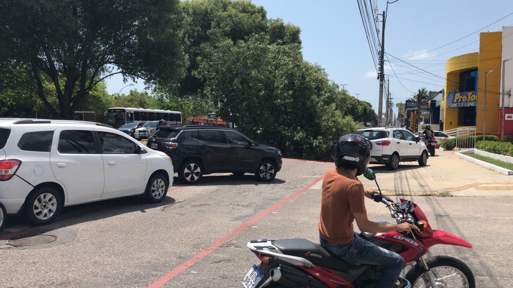 Árvore caiu e interditou a Avenida Roberto Freire, em Natal — Foto: Carlos Dhaniel/Inter TV Cabugi