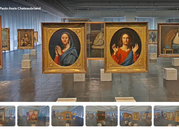 Obras 'A Virgem do véu azul' e 'Cristo abençoador', de Jean-Auguste Ingres, no recurso Street View (Foto: Reprodução/Google Arts&Culture)