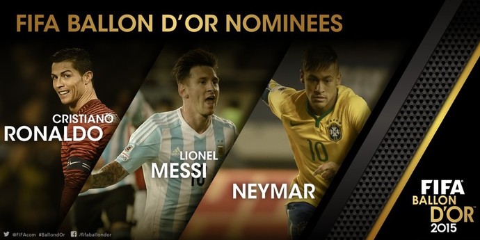 Neymar, Messi e CR7 repetem 2015 e concorrem a melhor do mundo