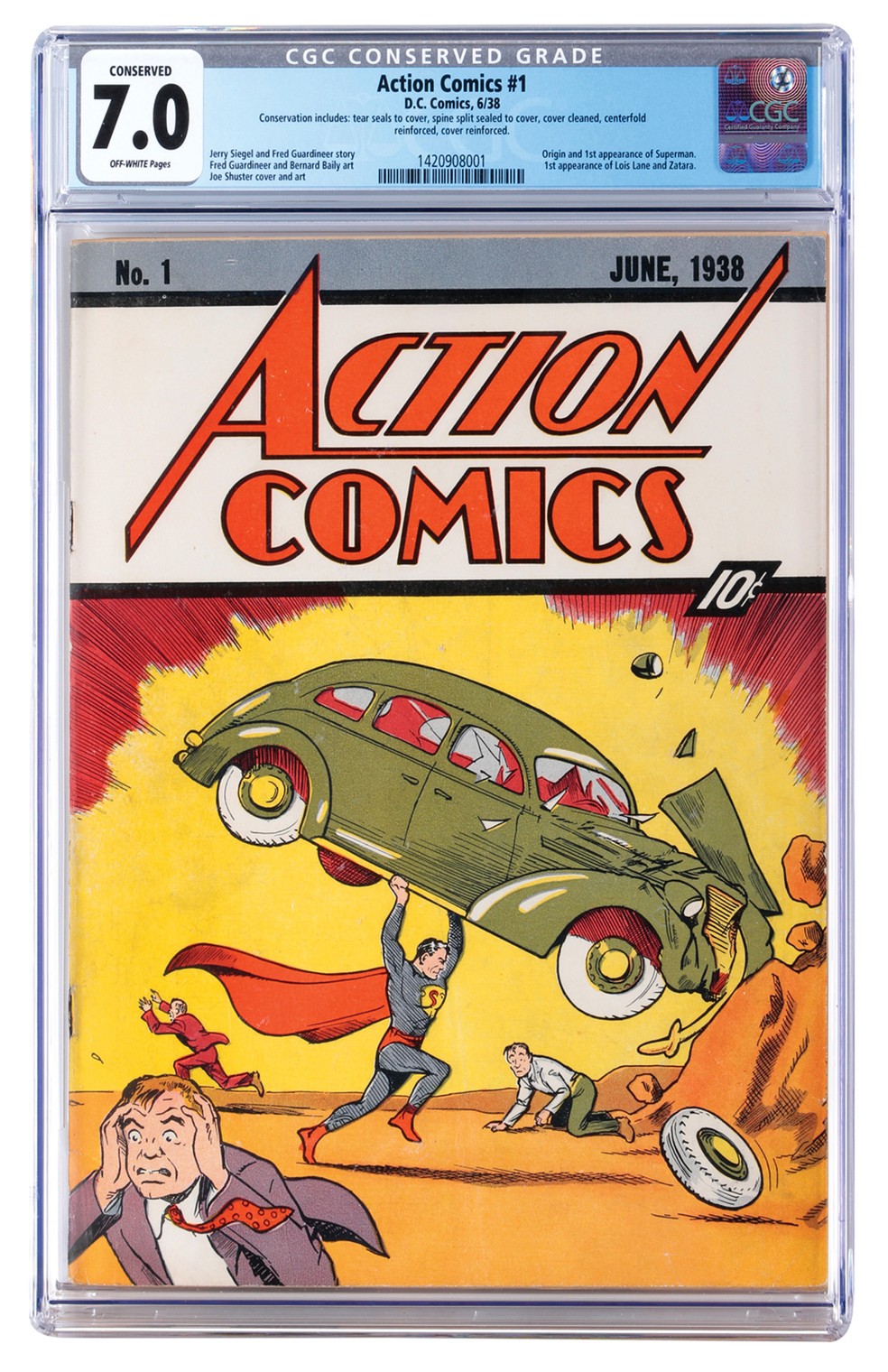 'Action Comics 1', de 1938, primeira aparição do Superman. (Foto: Profiles in History via AP)