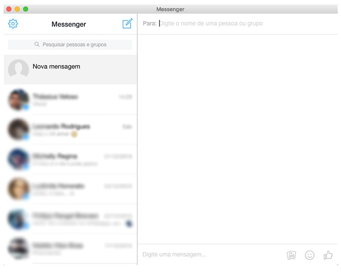 Interface do Facebook Messenger for Desktop é idêntica a versão web do mensageiro. (Foto: Reprodução/Alessandro Junior)
