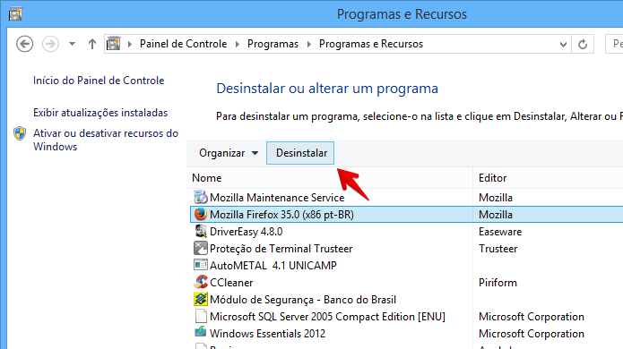 Iniciando desinstalação do Mozilla Firefox (Foto: Reprodução/Helito Bijora) 