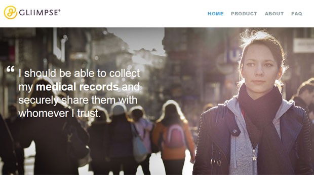 Site da Gliimpse, plataforma que permite compilar dados médicos e de saúde de diferentes fontes (Foto: Reprodução/Gliimpse)