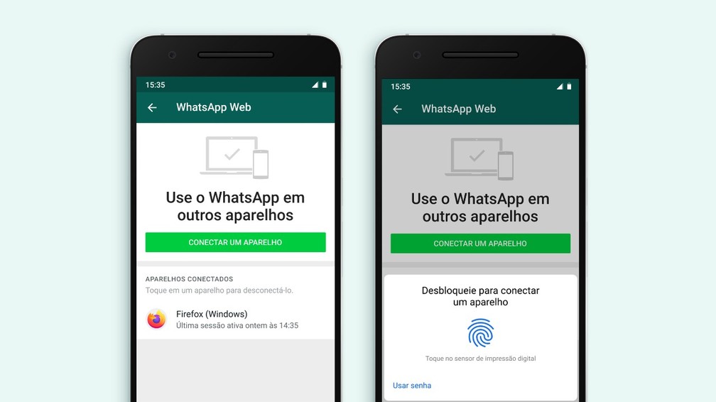 Biometria será exigida quando usuário tentar ler um novo QR Code para logar em um computador. — Foto: Divulgação/WhatsApp