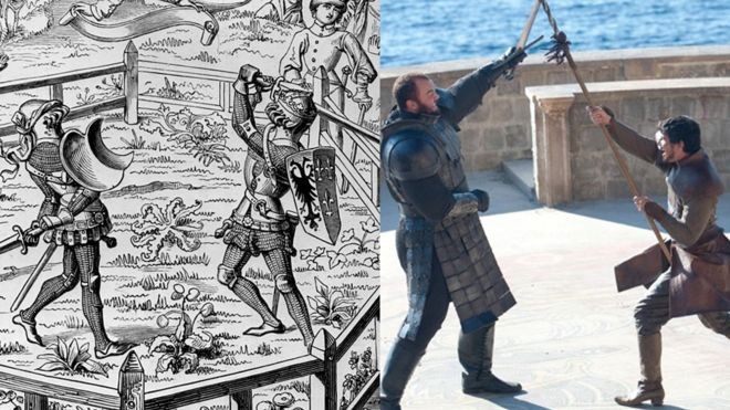 A luta entre Montanha e Oberyn Martell na série ilustra os julgamentos por combate de tempos medievais (Foto: GETTY IMAGES/HBO)