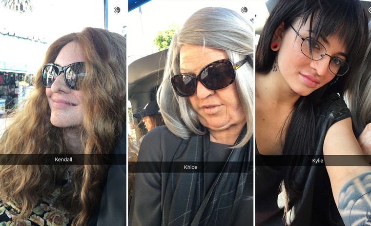 Kendall Jenner, Khloé Kardashian e Kylie: irreconhecíveis (Foto: Snapchat/Reprodução)