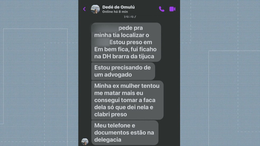 André Luiz teve acesso a celular depois de preso e pediu ajuda a conhecidos para ter advogado — Foto: Reprodução/ TV Globo