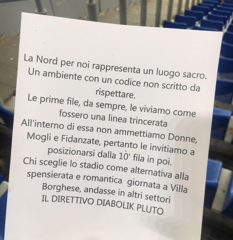 Comunicado divulgado por ultras da Lazio (Foto: ReproduÃ§Ã£o Twitter )