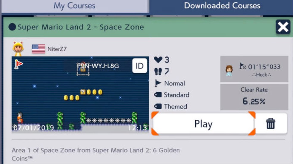 Super Mario Maker 2: Fase do espaço de Mario Land 2 — Foto: Reprodução / Thomas Schulze