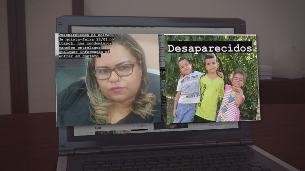 Elizamar Silva e os filhos desapareceram na noite de quinta-feira (12), no Distrito Federal — Foto: TV Globo/Reprodução