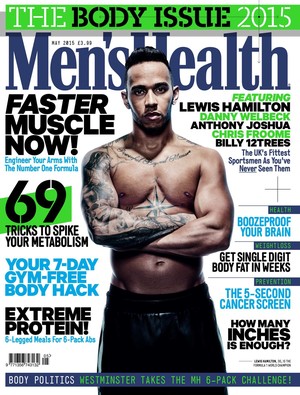 Lewis Hamilton é capa da edição de maio da revista Men's Health (Foto: Divulgação)