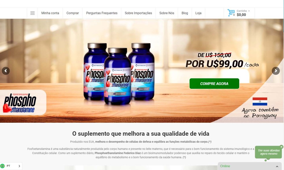 Suplemento era vendido por grupo pela internet (Foto: Reprodução)