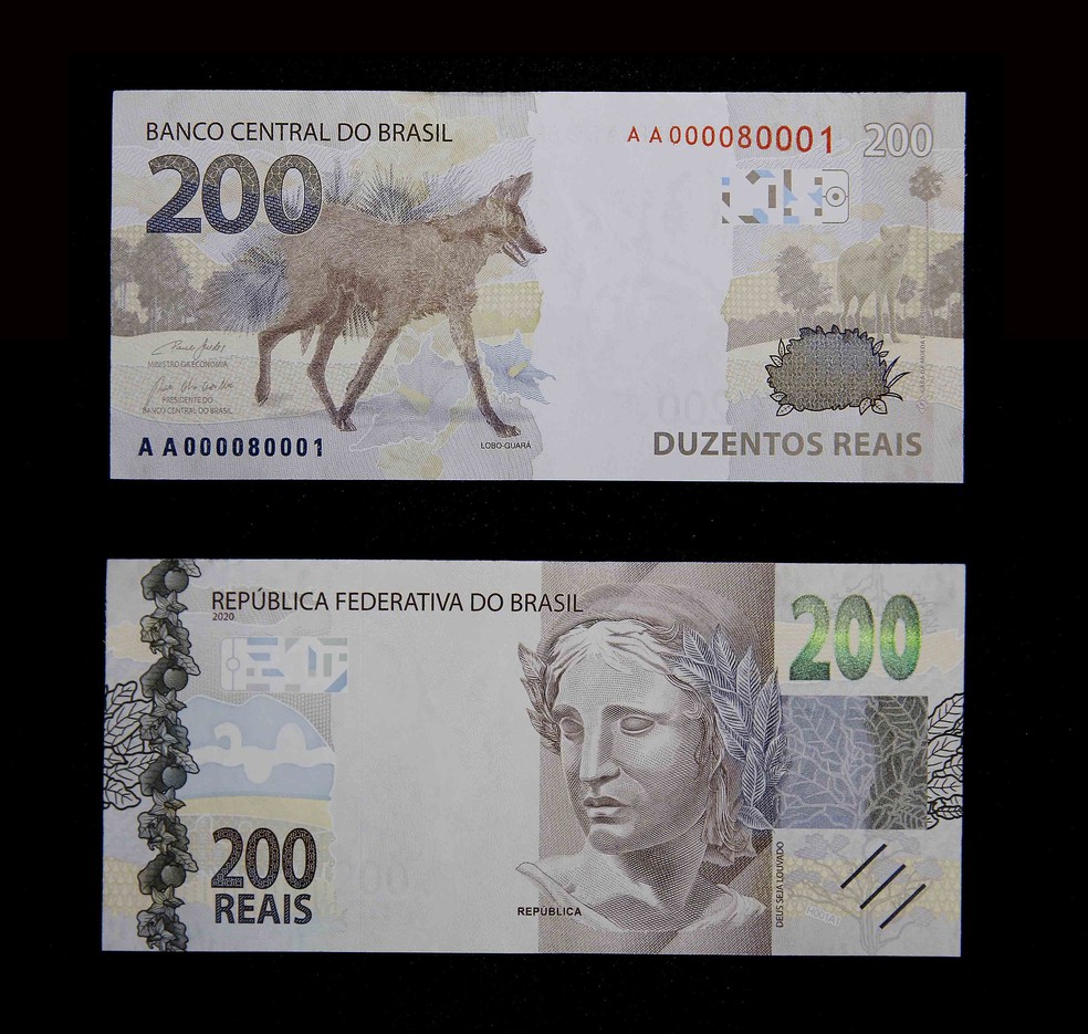 O Banco Central (BC) lançou a nova nota de R$ 200,00 com a imagem do lobo-guará — Foto: Raphael Ribeiro/BCB