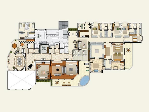 No apartamento da Vila Andrade caberiam quatro apartamentos da Vieira Souto – e ainda sobraria espaço (Foto: Divulgação)
