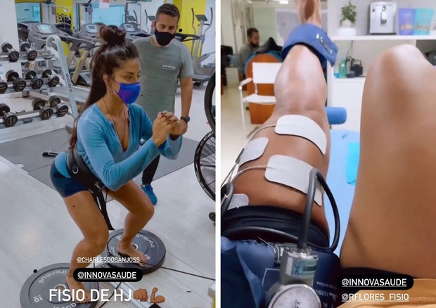 Aline Riscado está fazendo fisioterapia para recuperar o corpo após a cirurgia no joelho (Foto: Reprodução/Instagram)