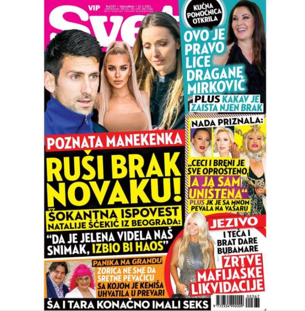 Capa da revista que traz a revelação da modelo que não aceitou seduzir Novak Djokovic — Foto: Reprodução