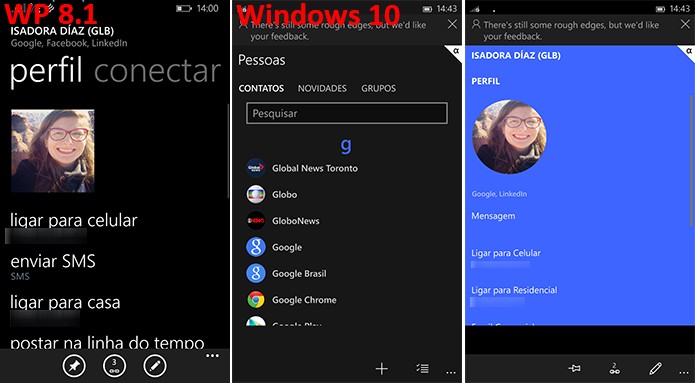 Aplicativo de contatos do Windows 10 traz mudan?as significativas na interface (Foto: Reprodu??o/Elson de Souza)