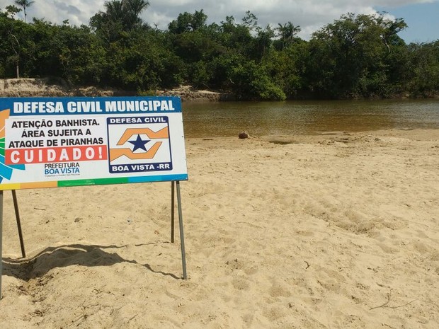 Placas sobre risco de ataques foram instaladas nas praias  (Foto: Defesa Civil/Divulgação)