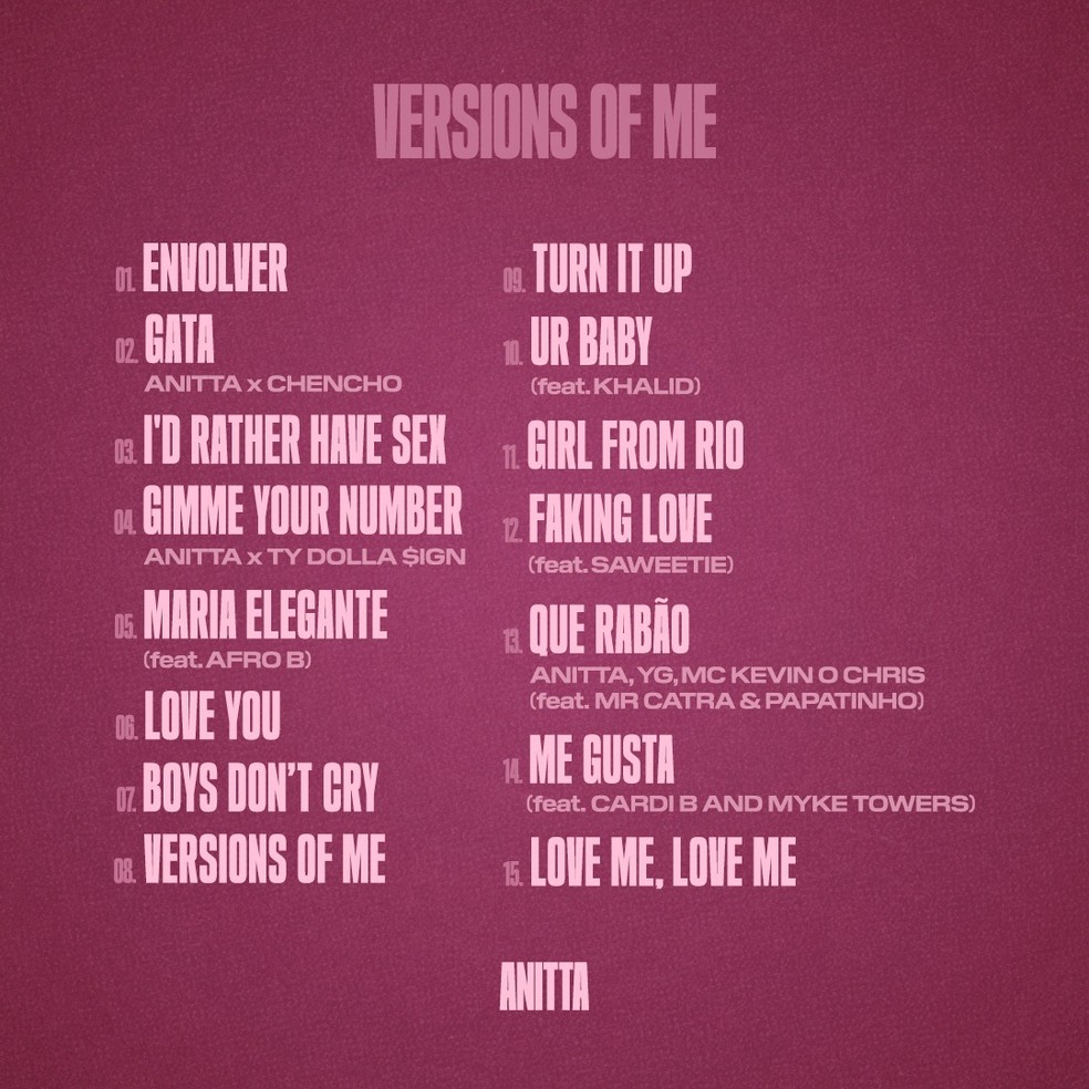 Anitta lança seu novo álbum 'Versions Of Me' e mostra toda sua versatilidade 
