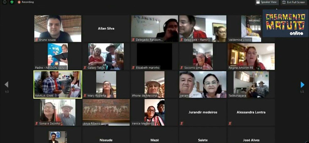 Cerca de 100 pessoas participaram do casamento matuto virtual, na Para�ba � Foto: TV Cabo Branco/Reprodu��o