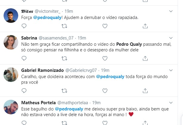 Fãs comentam sobre convulsão de Pedro Qualy (Foto: Reprodução / Twitter)