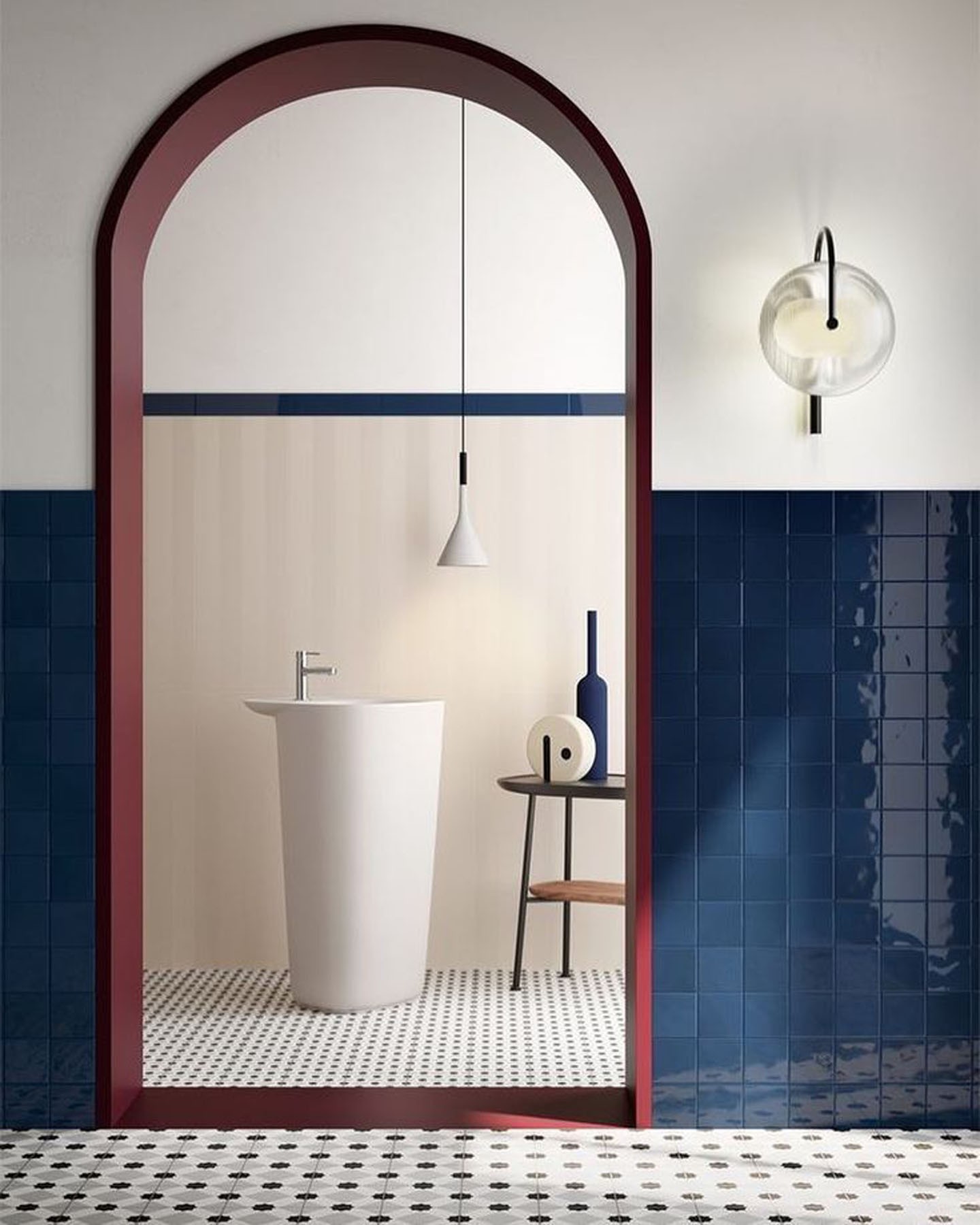 Décor do dia: lavabo moderno com azulejos na cor de 2020 (Foto: Divulgação)