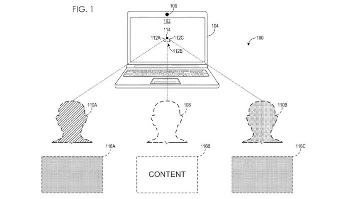 Patente da Microsoft cria monitor que impede olhares curiosos sobre o PC (Foto: Reprodução/U.S. Patent & Trade Office)