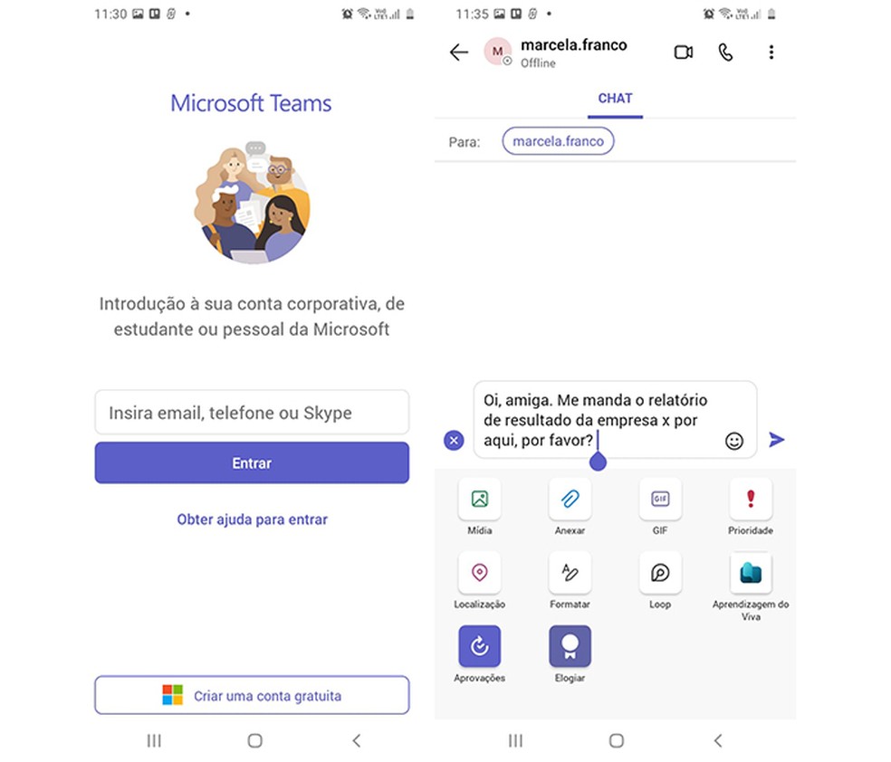 Microsoft Teams é um app ideal para se comunicar com a equipe — Foto: Reprodução/Marcela Franco