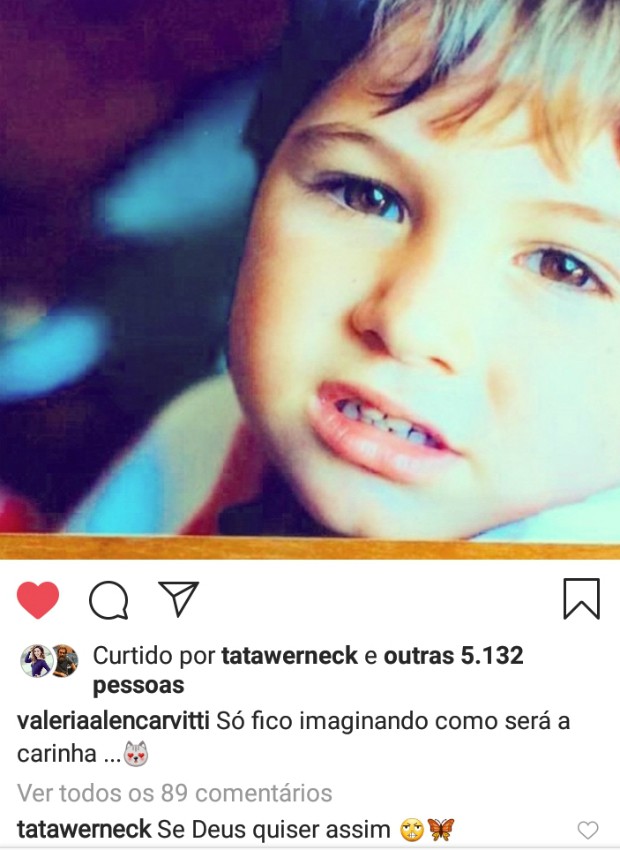 Valeria Alencar mostra Rafa Vitti quando era criança (Foto: Reprodução Instagram)