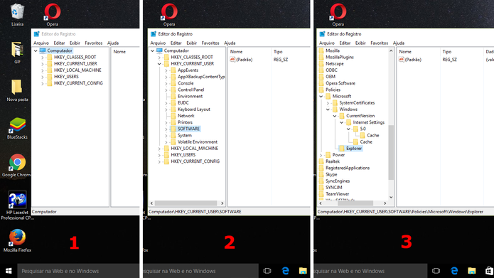 Usuário deve procurar por pasta Explorer no Editor de Registro do Windows 10 (Foto: Reprodução/Elson de Souza)
