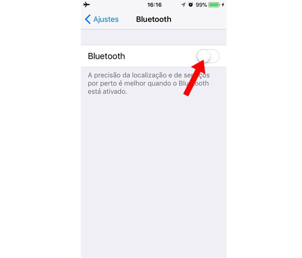 Desligando Bluetooth no iPhone com iOS 11 (Foto: Reprodução/Carolina Ribeiro)
